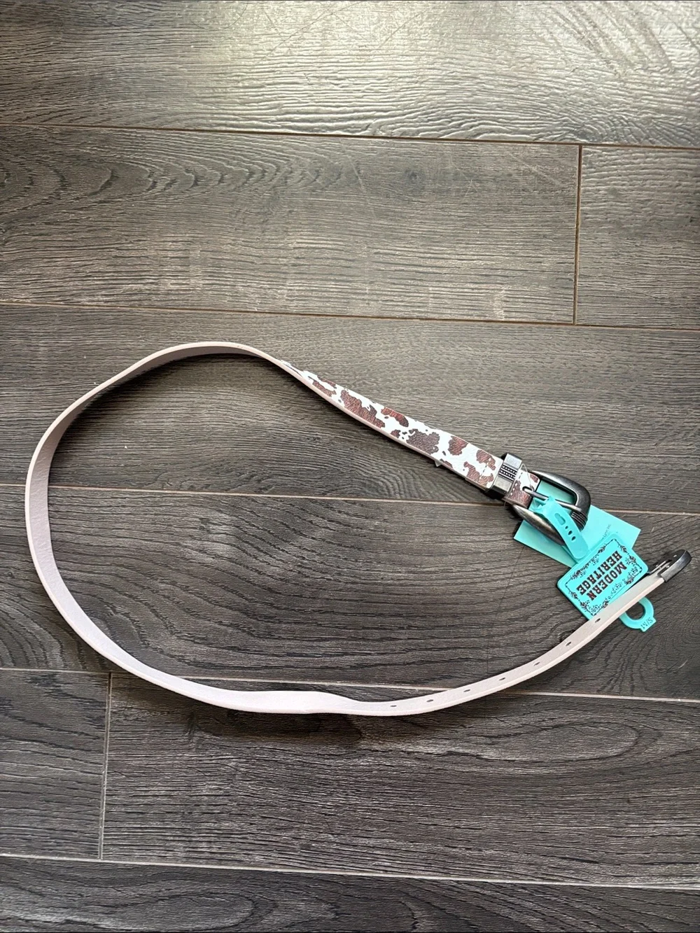 Brown & White Cow Print Belt